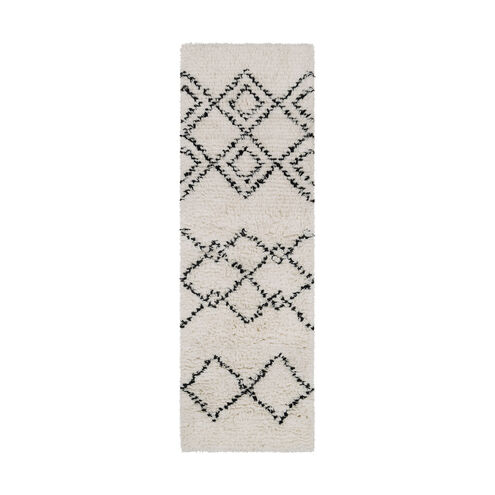 Sherpa 96 X 30 inch Black/Cream Rugs, Runner