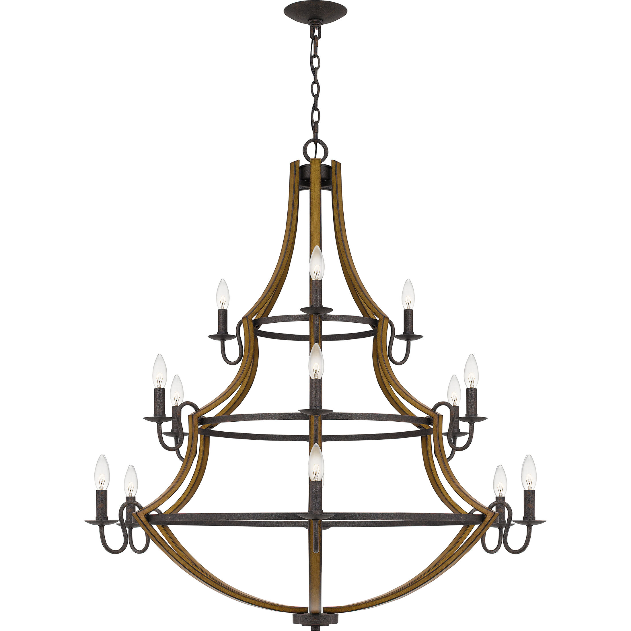 Shire 15 Light 43 inch Rustic Black Chandelier Ceiling Light