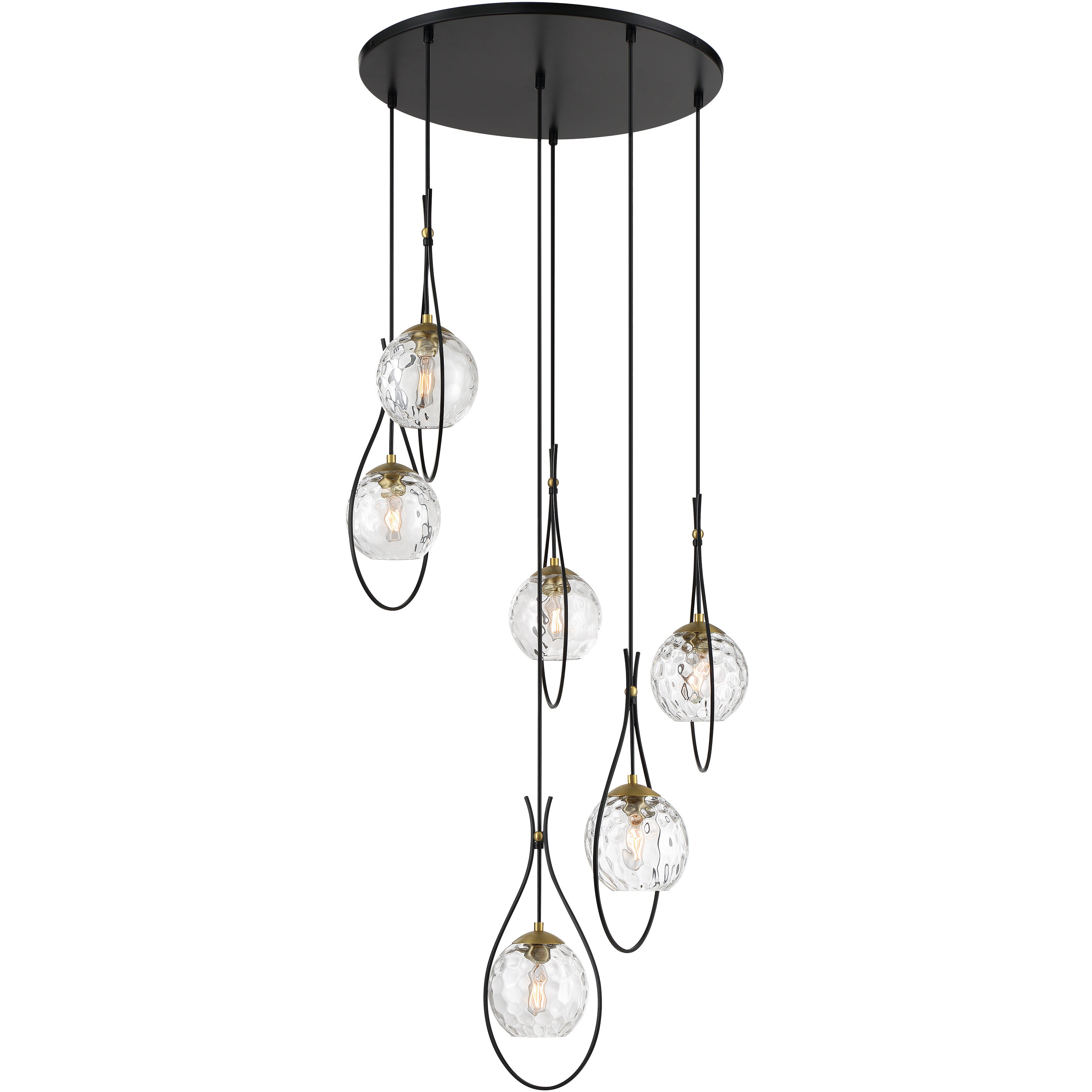 Cody 6 Light Coal/Soft Brass Pan Pendant Ceiling Light