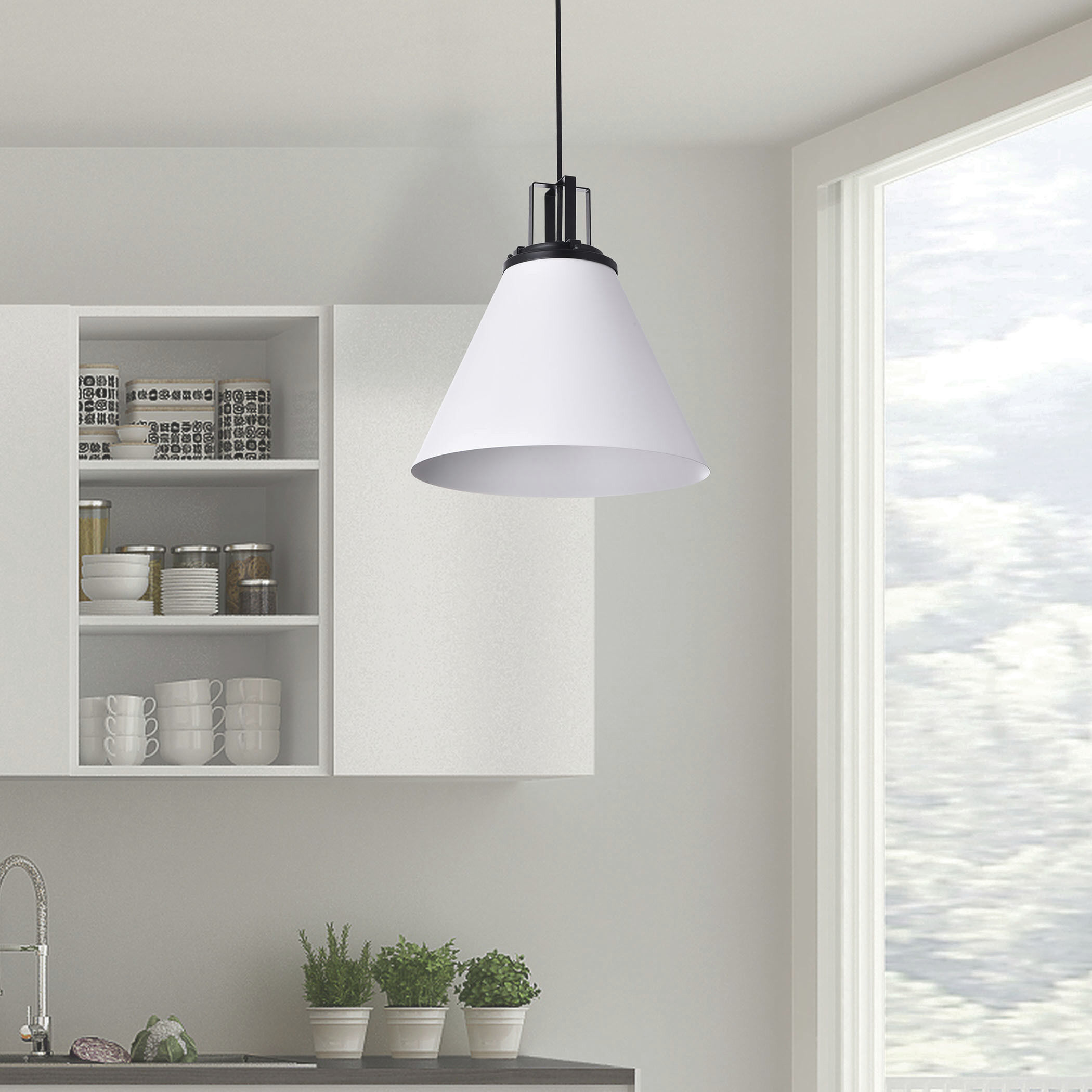 Sonus 1 Light 14 inch Matte White with Matte Black Pendant Ceiling Light in Matte White/Matte Black