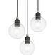 Downtown 3 Light 16 inch Black with Brushed Nickel Accents Multi Pendant Ceiling Light, Sphere
