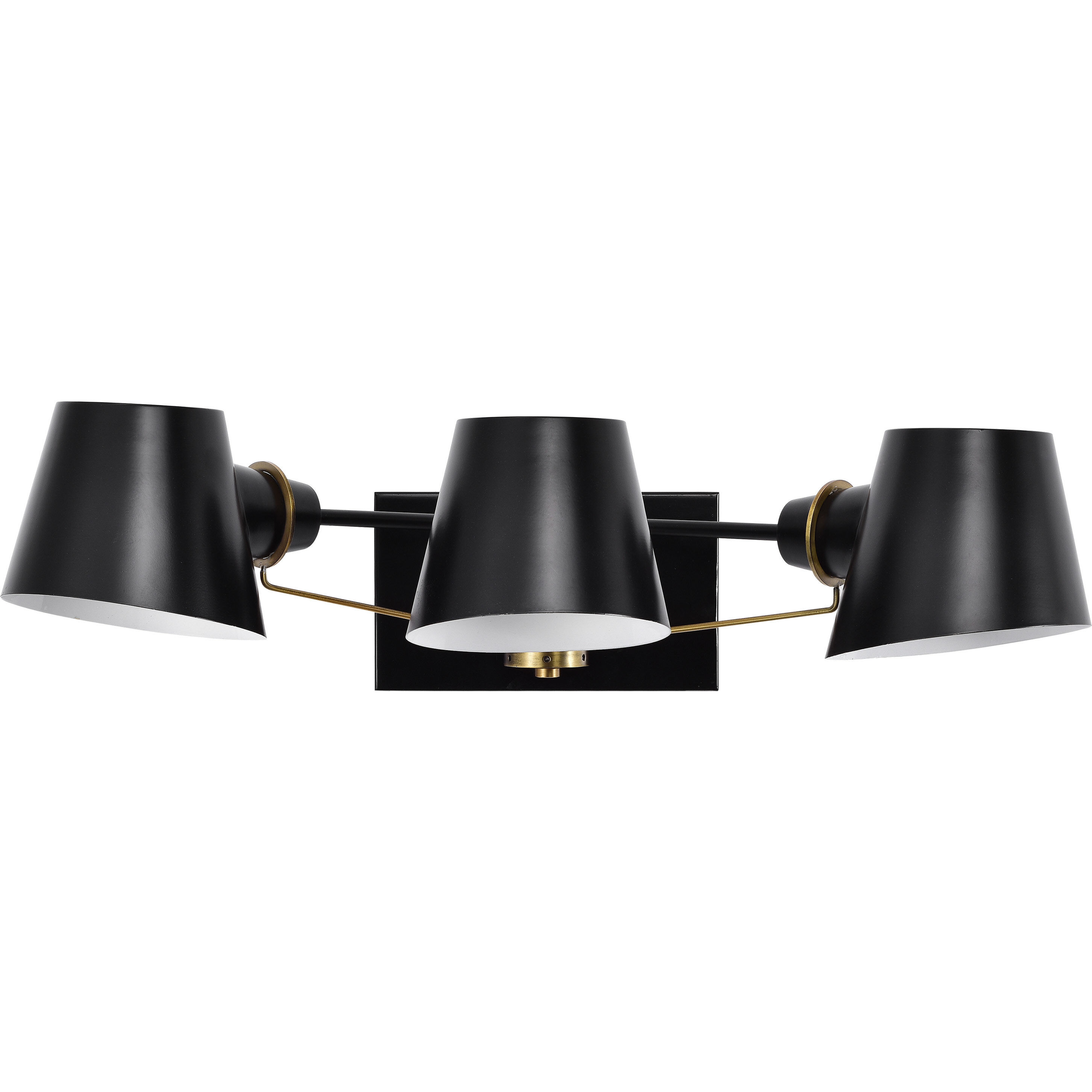 Baxter 3 Light 23.5 inch Black/Burnished Brass Bathroom Vanity Lights Wall Light
