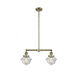 Franklin Restoration Small Oxford 2 Light 24 inch Antique Brass Chandelier Ceiling Light in Incandescent, Clear Glass, Franklin Restoration