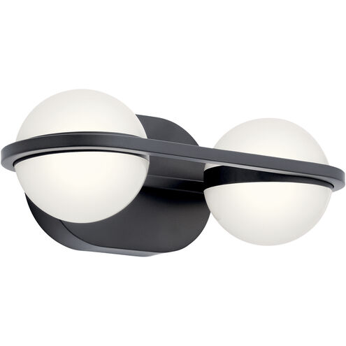 Brettin LED 14 inch Matte Black Bathroom Vanity Light Wall Light, 2 Arm
