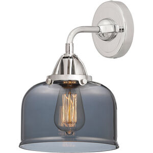 Nouveau 2 Large Bell LED 8 inch Polished Chrome Sconce Wall Light in Plated Smoke Glass