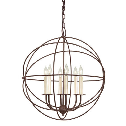 Globe 6 Light 22 inch Rust Chandelier Ceiling Light