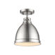 Duncan 1 Light 9 inch Pewter Flush Mount Ceiling Light, Damp