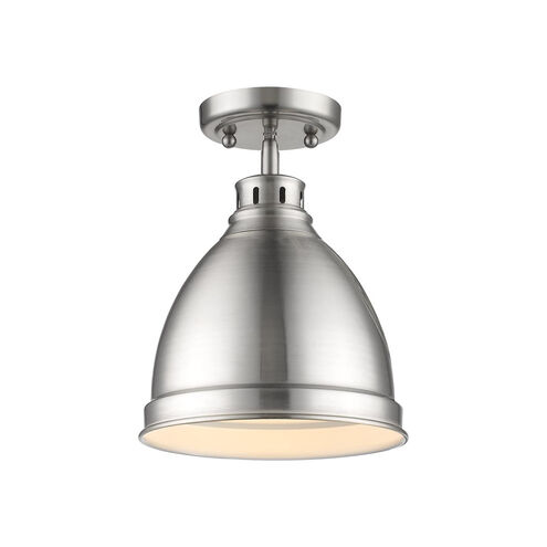 Duncan 1 Light 9 inch Pewter Flush Mount Ceiling Light, Damp