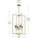 Replay 4 Light 18 inch Brushed Gold Pendant Ceiling Light