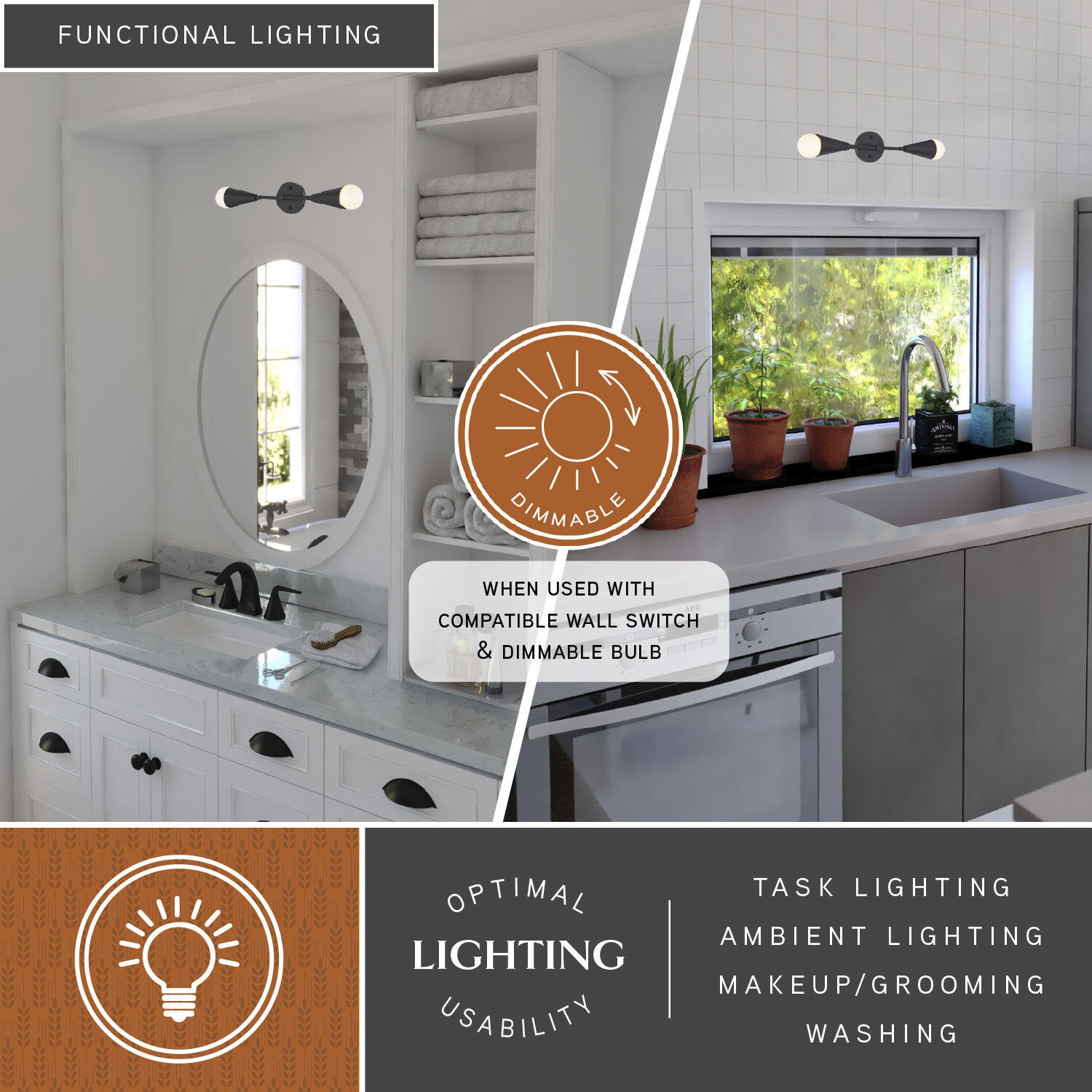 Zurich 2 Light 18 inch Matte Black ADA Wall Light