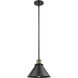 Franklin Restoration Briarcliff 1 Light 10 inch Black Antique Brass Mini Pendant Ceiling Light in Incandescent, Matte Black, Franklin Restoration