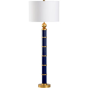 Pam Cain 35 inch 60.00 watt Antique Gold Leaf/Navy Blue Table Lamp Portable Light