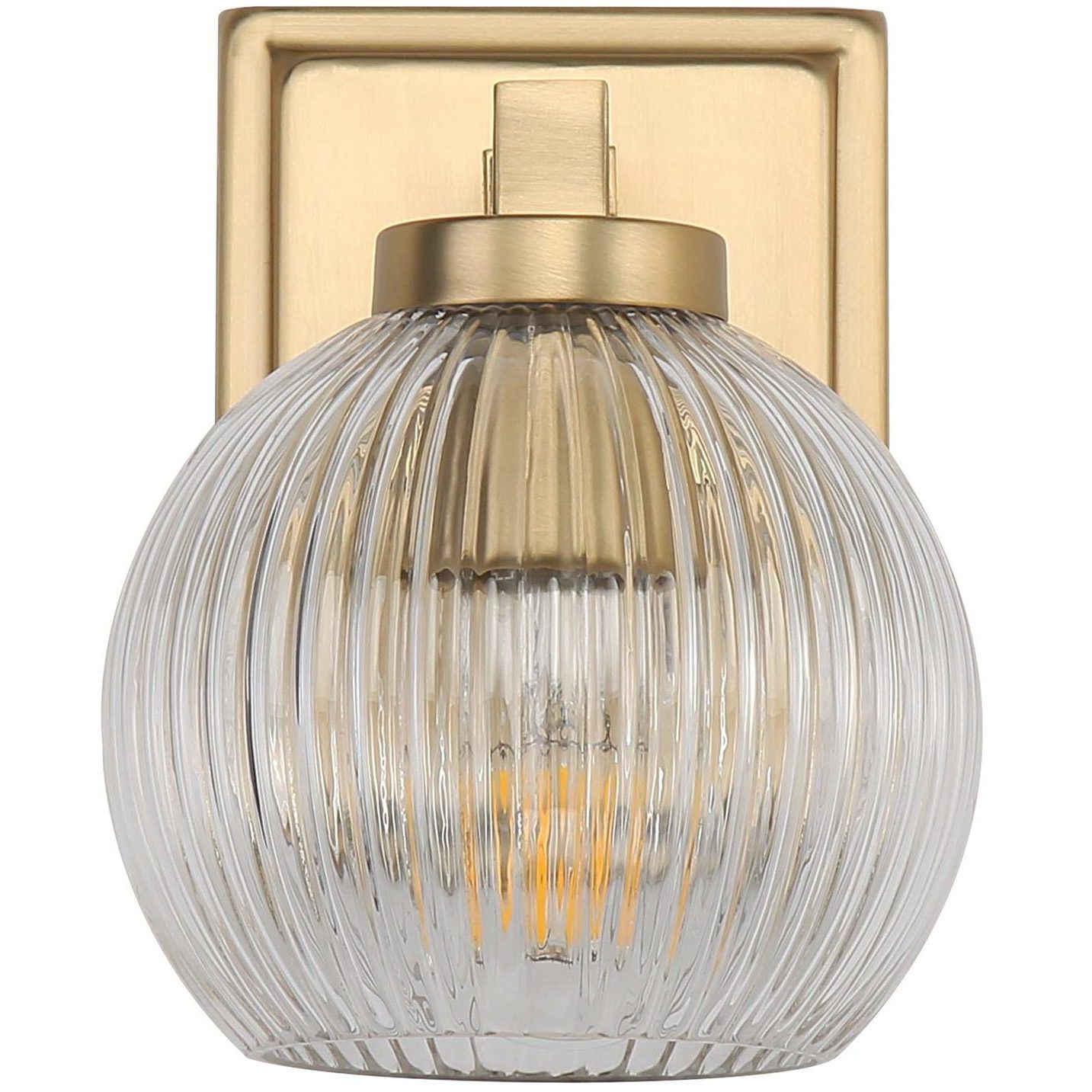 Yep Elliott Vanity Wall Light in Brushed Champagne Brass, Ribbed