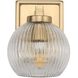 Yep Elliott Vanity Wall Light in Brushed Champagne Brass, Ribbed