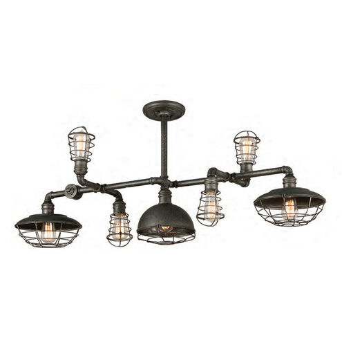 Conduit 7 Light 46.5 inch Aged Pewter Linear Pendant Ceiling Light