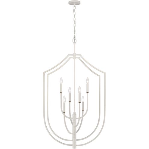 Continuance 6 Light 26 inch White Coral with Satin Brass Pendant Ceiling Light in White Coral/Satin Brass