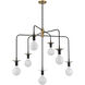 Godfrey 7 Light 38 inch Matte Black with Warm Brass Accents Chandelier Ceiling Light, Lighting One