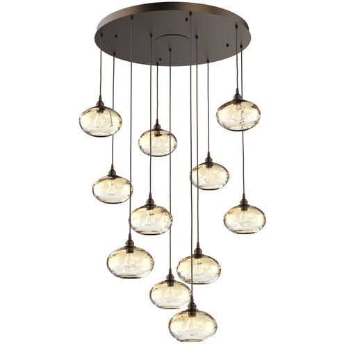 Coppa 11 Light Flat Bronze Chandelier Ceiling Light, Round Multi-Port