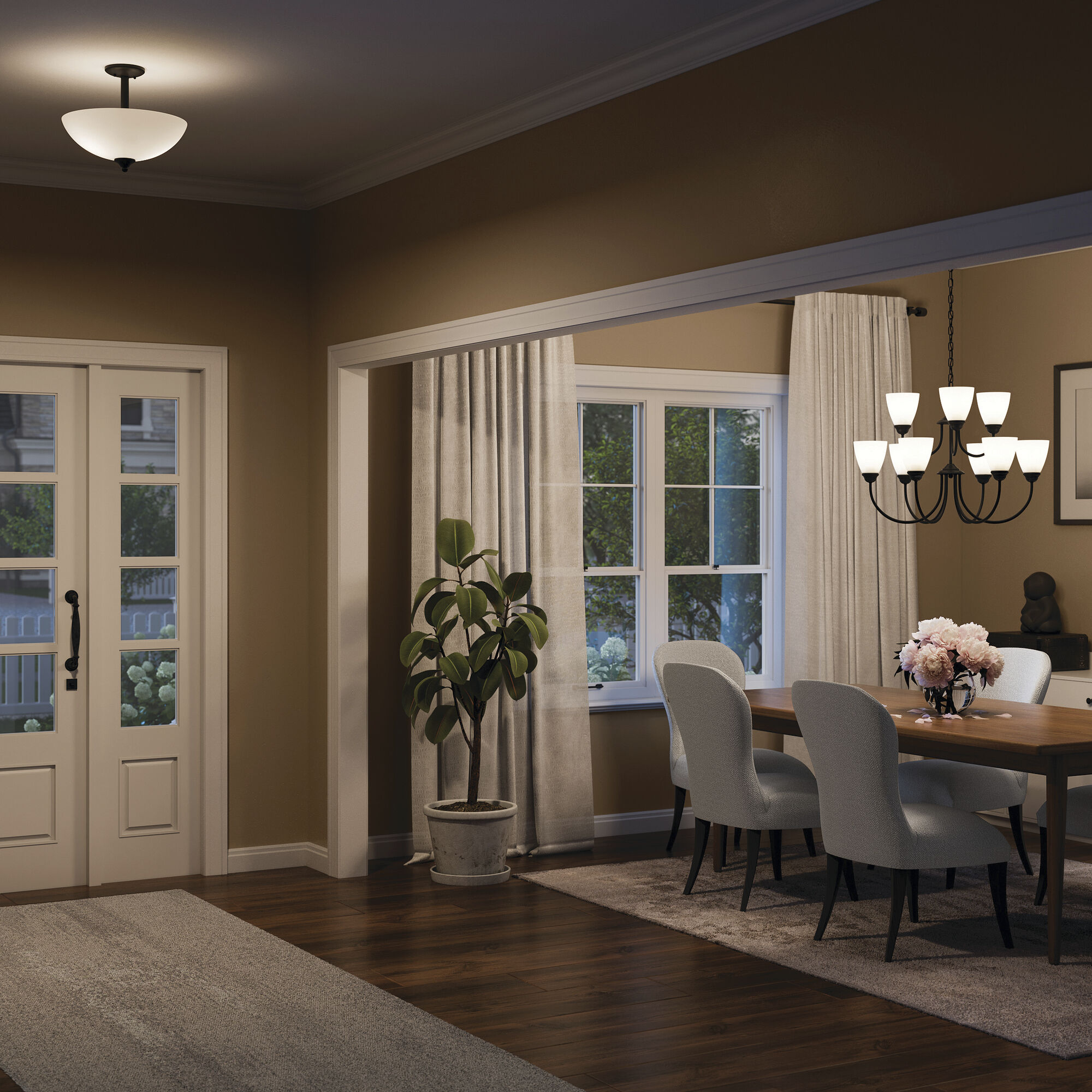 Jolie 2 Light Black Inverted Pendant/Semi Flush Ceiling Light in Incandescent