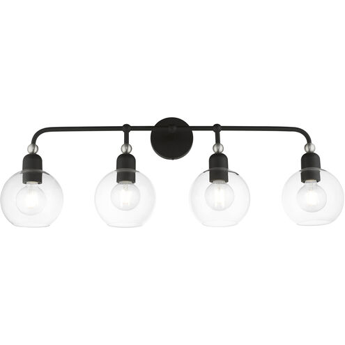 Downtown 4 Light 36 inch Black with Brushed Nickel Accents Vanity Sconce Wall Light, Large, Sphere