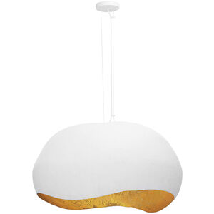 Baleia 4 Light 36 inch White and Gold Foil Pendant Ceiling Light