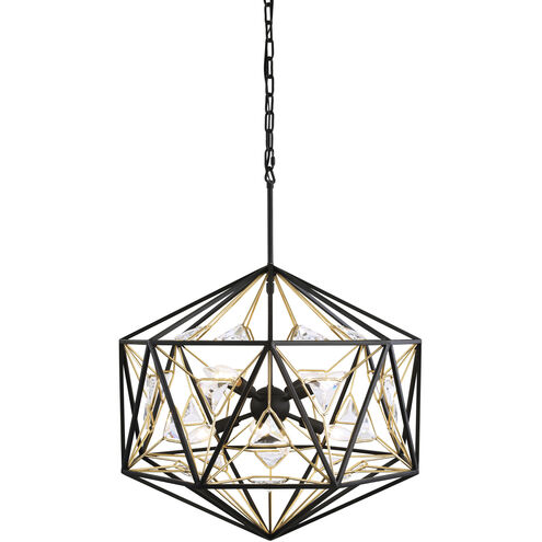 Marcia 8 Light 24 inch Matte Black/French Gold Pendant Ceiling Light
