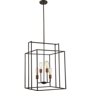 Lake 4 Light 19 inch Bronze and Copper Accents Pendant Ceiling Light, Square