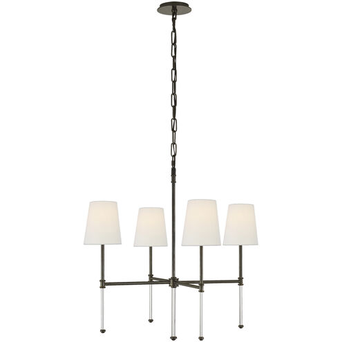 Suzanne Kasler Camille 4 Light 27.25 inch Bronze Chandelier Ceiling Light in Linen, Small