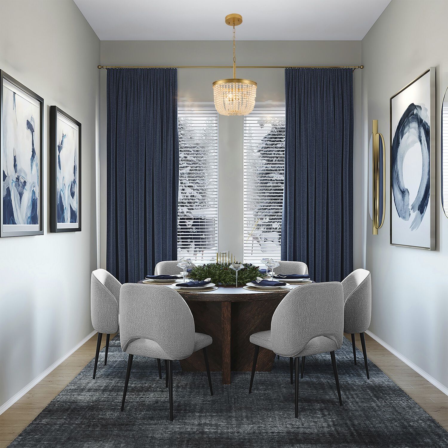 LA Series 3 Light 14 inch Chrome Semi Flush Mount Ceiling Light