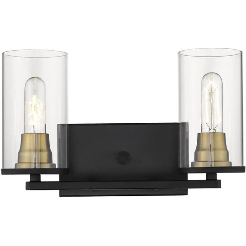 Pasadena 2 Light 15 inch Matte Black/Heirloom Bronze Vanity Light Wall Light
