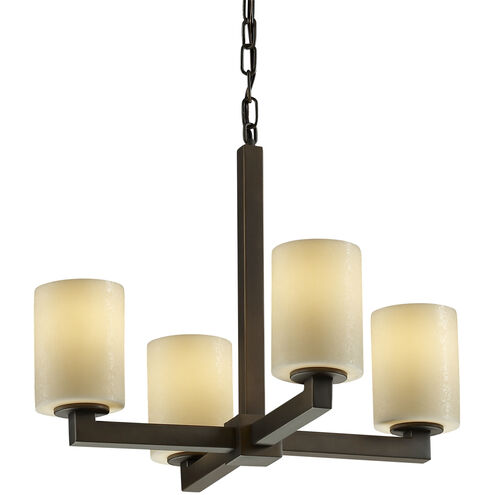 Candlearia 4 Light Dark Bronze Chandelier Ceiling Light in Cream (CandleAria), Cylinder with Melted Rim