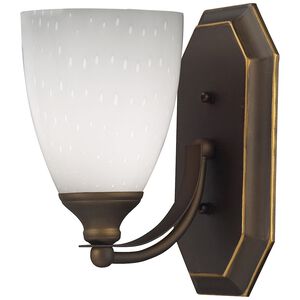 Mix and Match 1 Light 8 inch Aged Bronze Vanity Light Wall Light in Simply White Glass, Incandescent