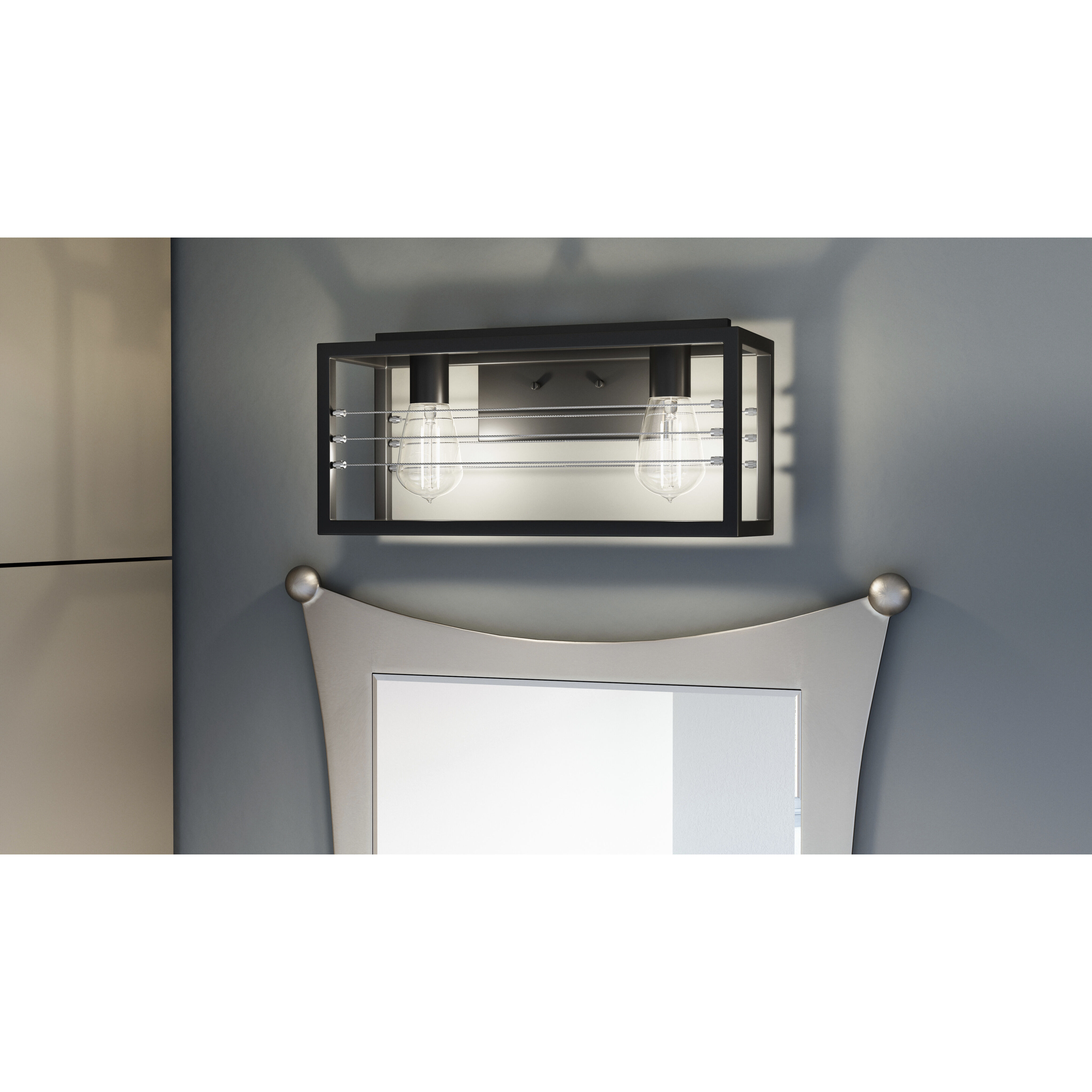 Awendaw 2 Light 16 inch Matte Black Bath Light Wall Light, Medium