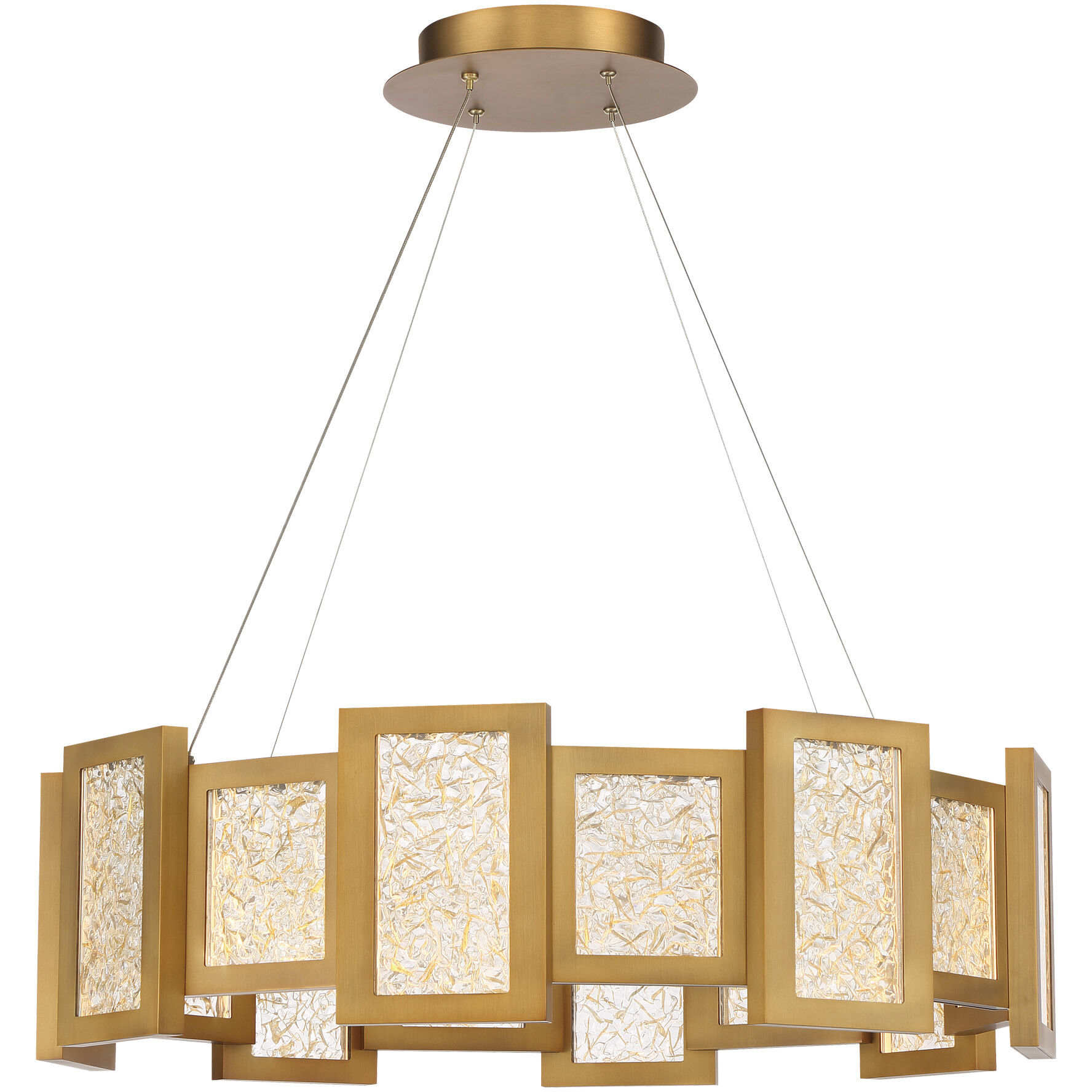 Fury LED 28.25 inch Aged Brass Chandelier Ceiling Light in 28in.