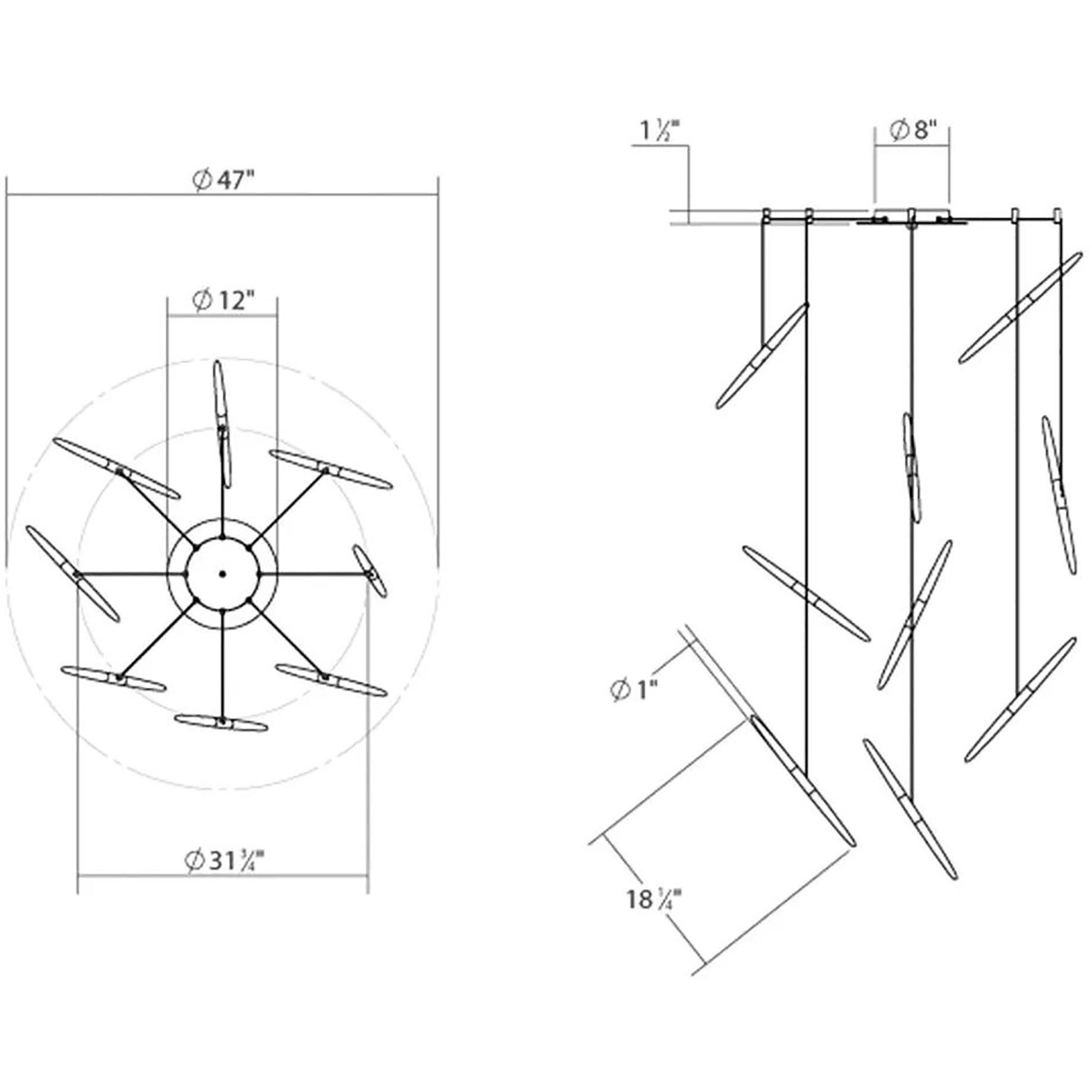 Ballet LED 21.25 inch Satin Black Chandelier Ceiling Light