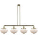 Franklin Restoration Large Oxford 4 Light 54 inch Satin Gold Island Light Ceiling Light in Matte White Glass, Franklin Restoration