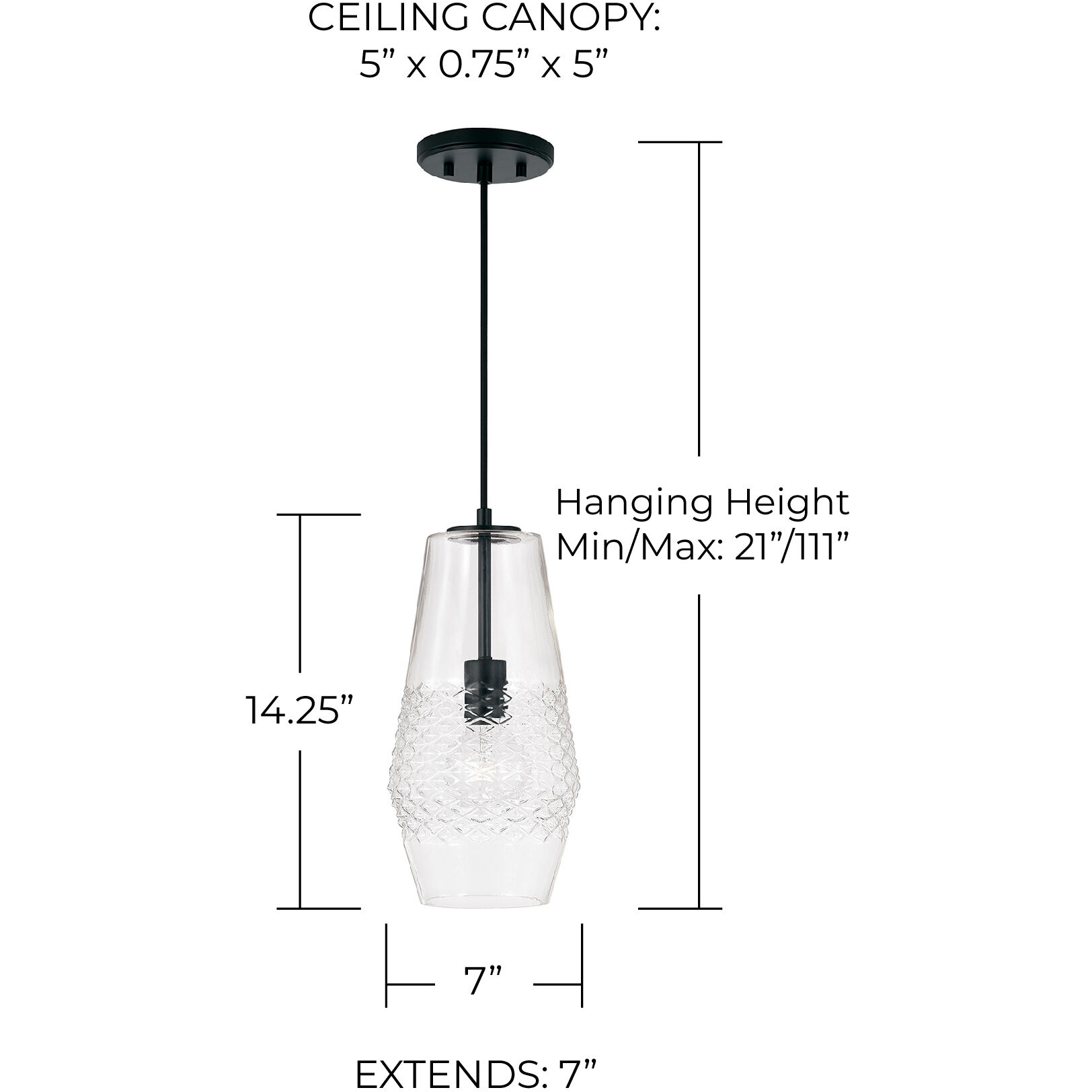 Dena 1 Light 7 inch Matte Black Pendant Ceiling Light