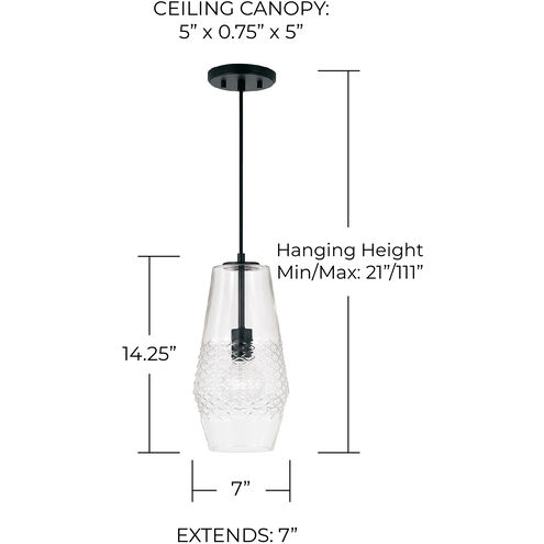 Dena 1 Light 7 inch Matte Black Pendant Ceiling Light
