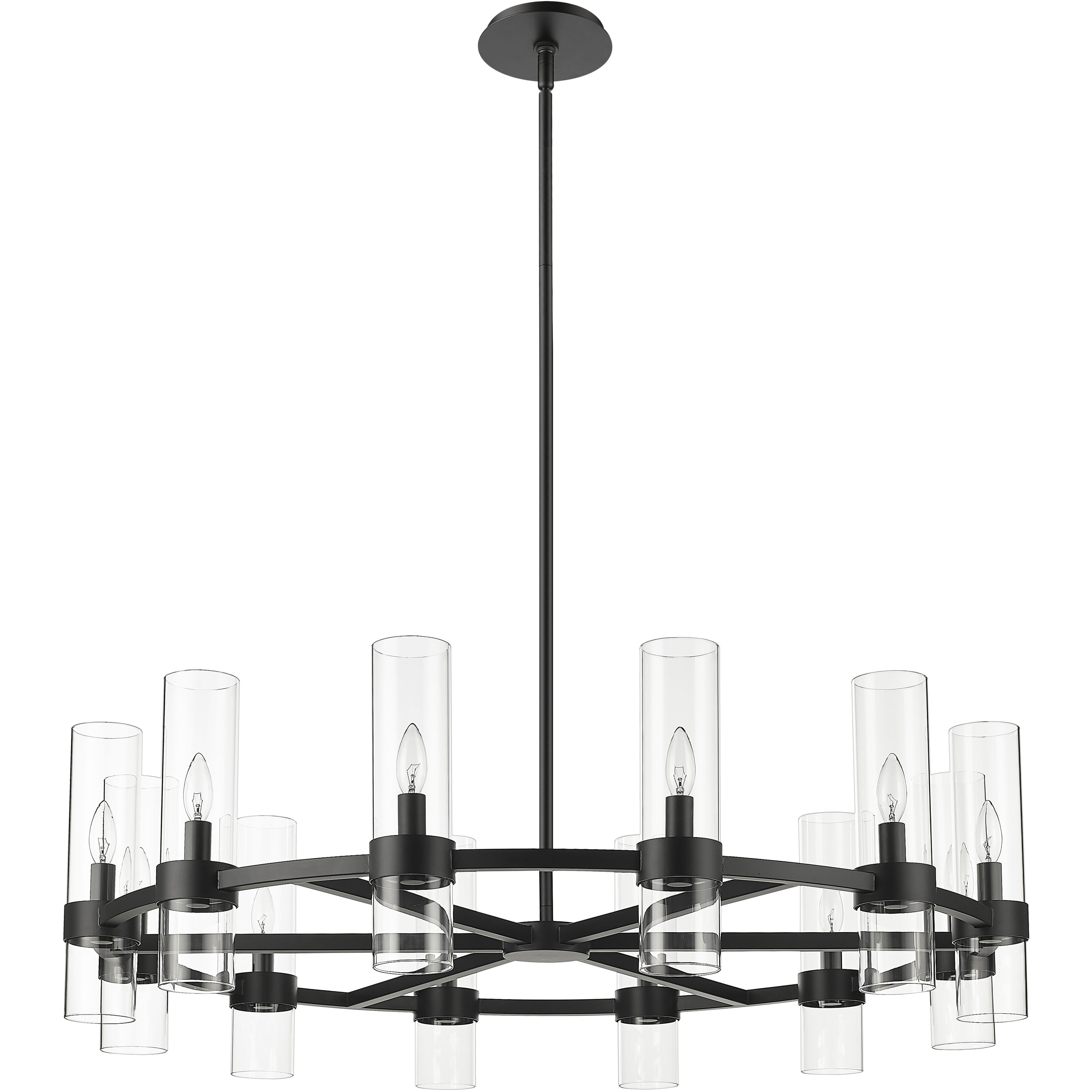 Datus 12 Light 43.5 inch Matte Black Chandelier Ceiling Light in Heritage Brass
