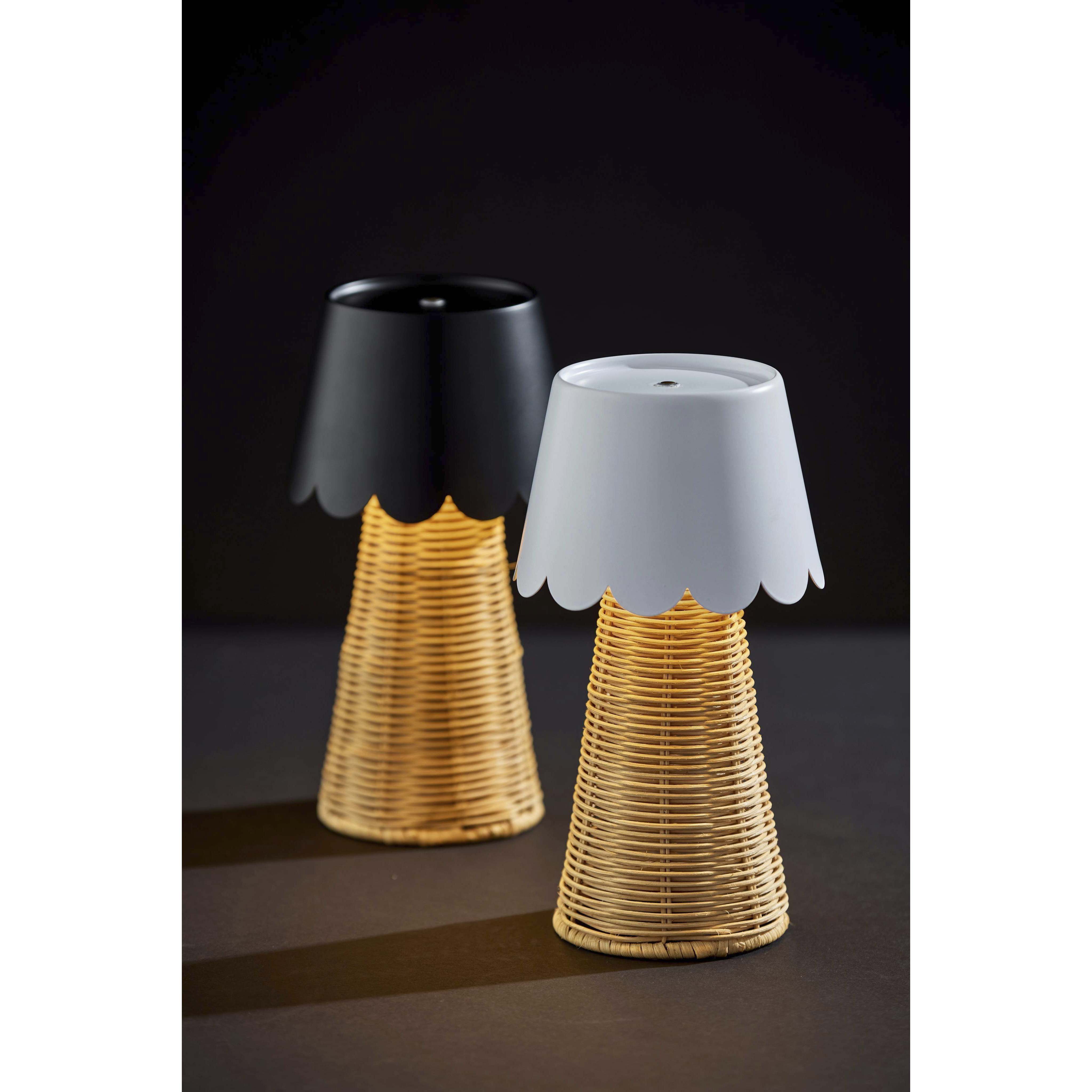 Tory 9.75 inch 2.00 watt Black and Rattan Cordless Table Lamp Portable Light