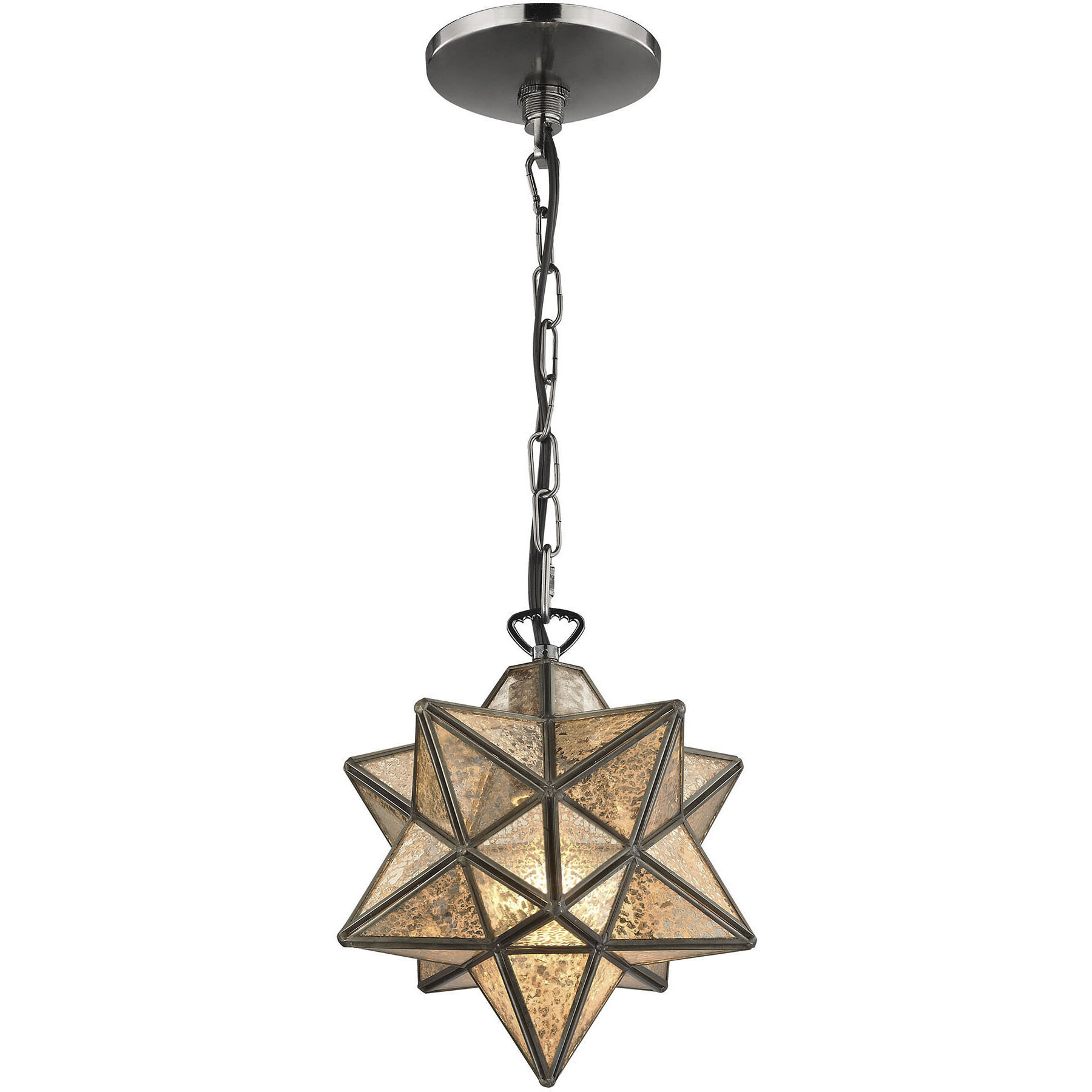 Moravian Star 1 Light 9 inch Oil Rubbed Bronze with Mercury Mini Pendant Ceiling Light