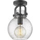 Newton Sphere 1 Light 8 inch Matte Black Flush Mount Ceiling Light in Seedy Glass