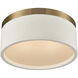 Engel 2 Light 12 inch Satin Brass with White Birch Flush Mount Ceiling Light