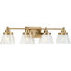 Hinton 4 Light 34 inch Vintage Brass Bath Vanity Wall Light