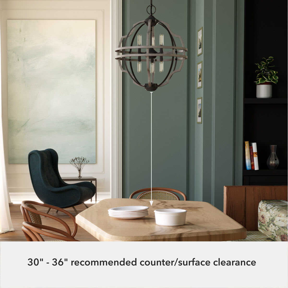 Stone Creek 6 Light 19.25 inch Noble Bronze and White Washed Oak Pendant Ceiling Light