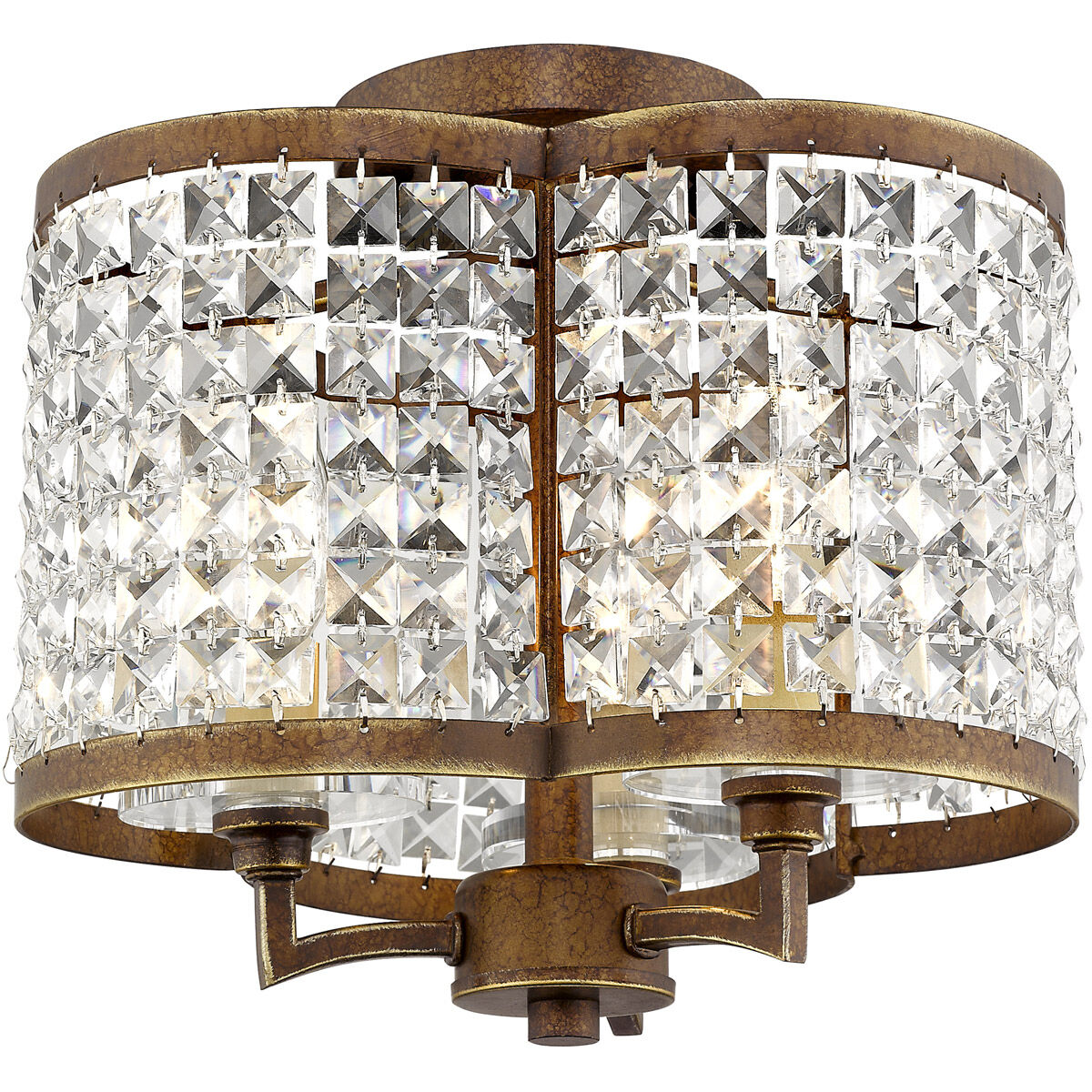 Grammercy 3 Light 12 inch Hand Painted Palacial Bronze Semi-Flush Mount Ceiling Light