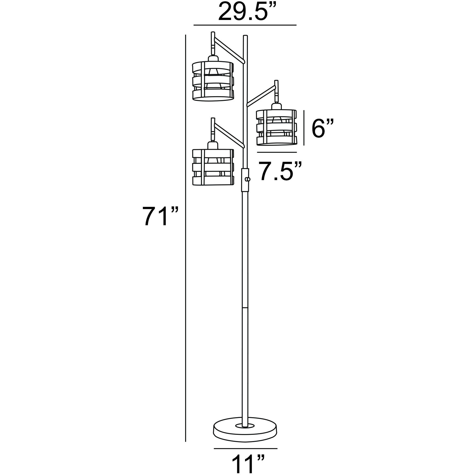 Balta 71 inch 60.00 watt White Wash Floor Lamp Portable Light