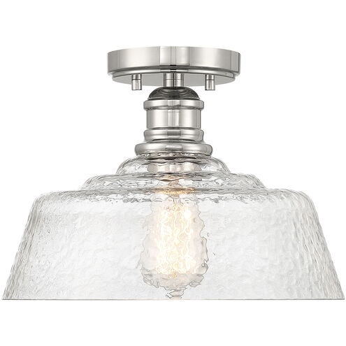 Vintage 1 Light 13 inch Polished Nickel Semi-Flush Ceiling Light