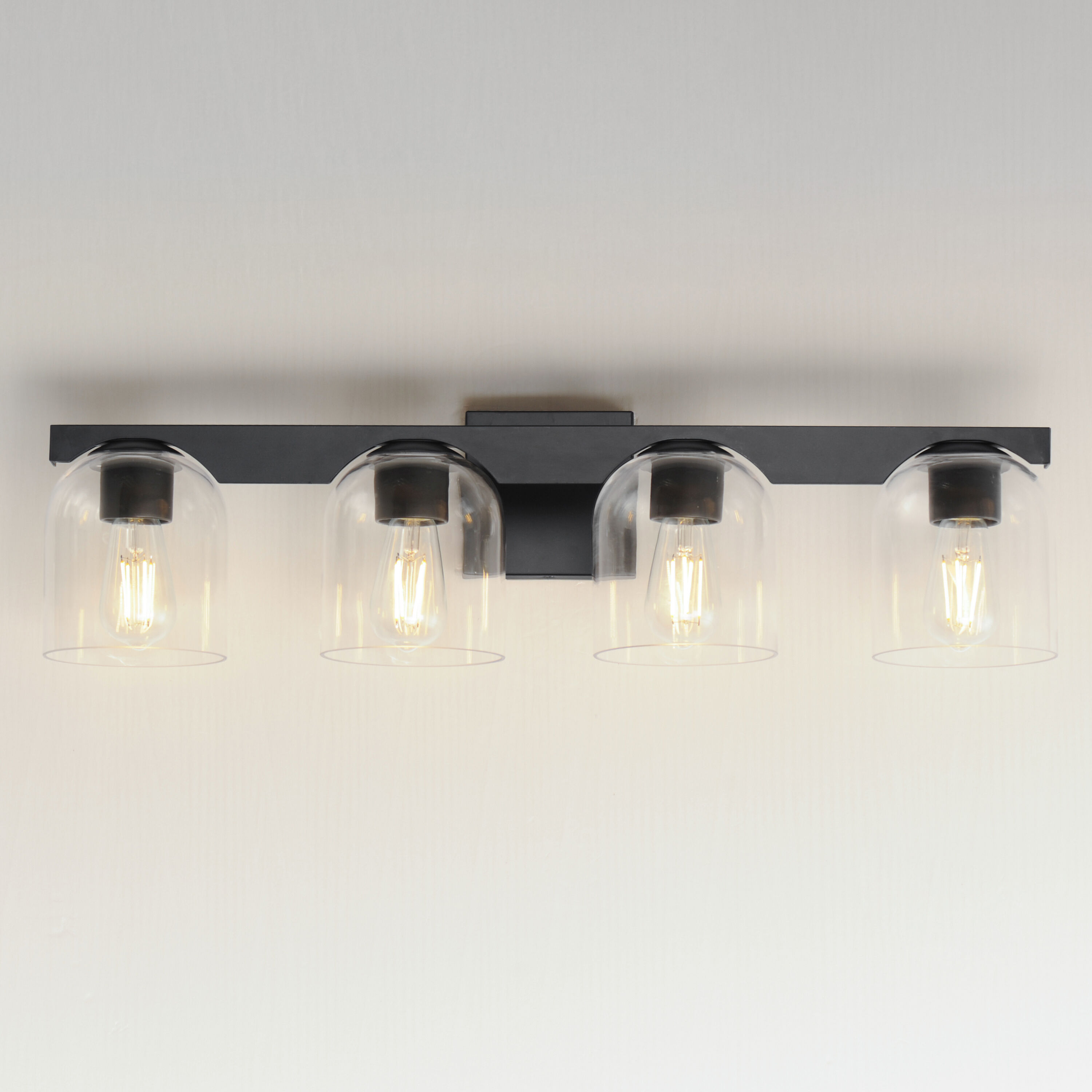 Scoop 4 Light 29.5 inch Black Bath Vanity Wall Light in Clear