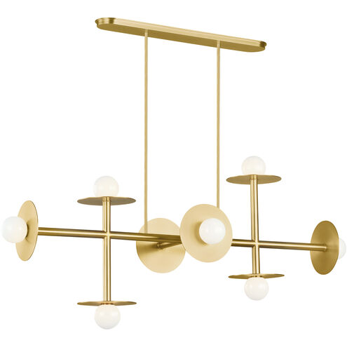 Kelly by Kelly Wearstler Nodes 8 Light 53.13 inch Burnished Brass Linear Chandelier Ceiling Light